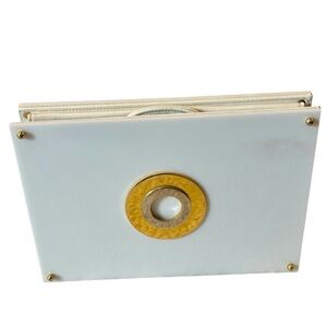 Vintage White 60s Mod Plastic Clutch with Gold Accent